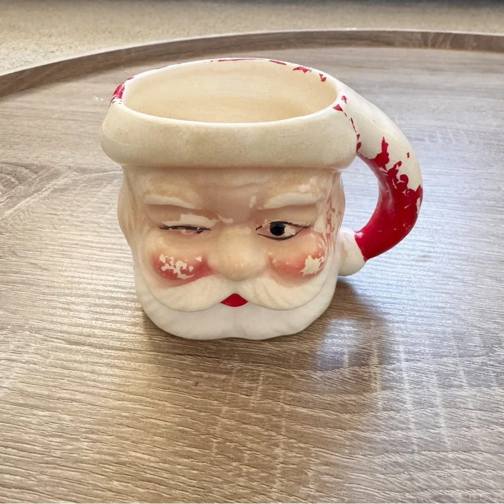 Christmas Santa Face Head Mug Cup Winking MCM Japan Vintage - Picture 3 of 8